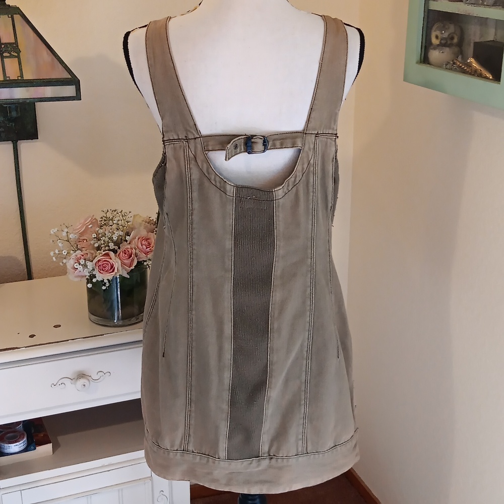 Free People Olive Green Khaki And Knit Mini Dress - Picture 3 of 9